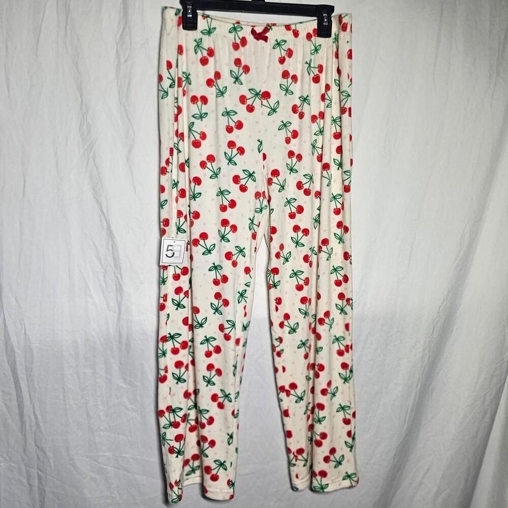 cherry print fuzzy cozy nwt pajama pants size xl